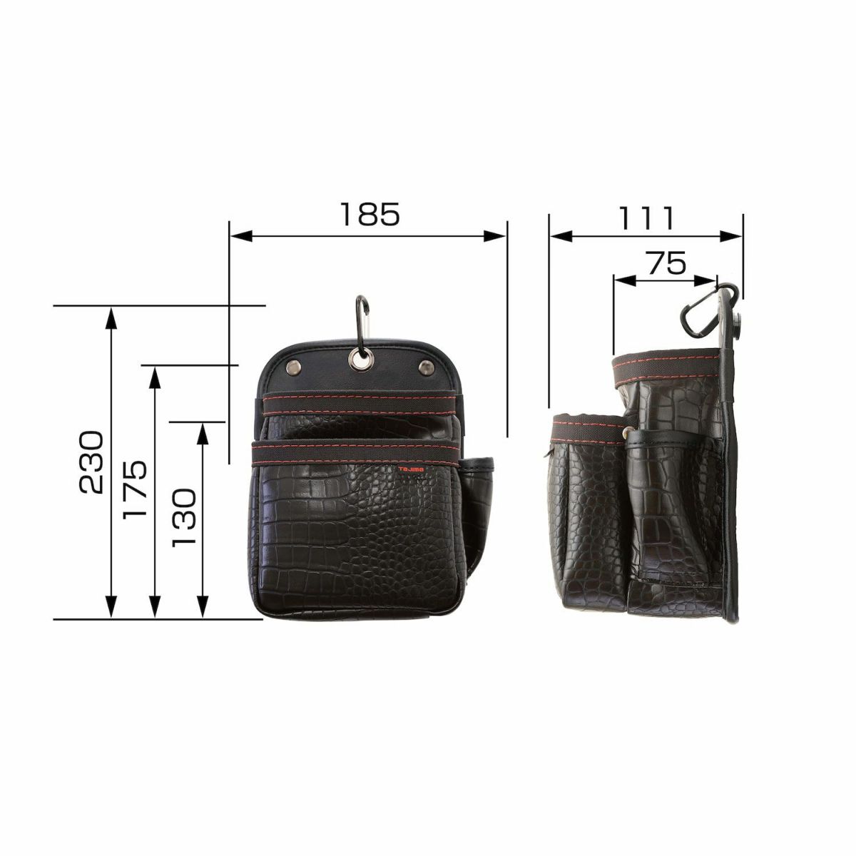 SFKBG-2S2H セフツイン腰袋 クロコ 腰袋2段小 TAJIMA（タジマ）