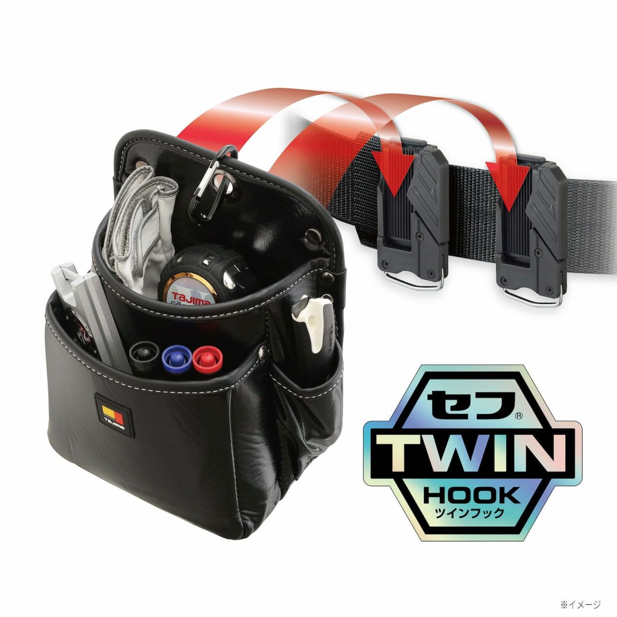 SFKBG-2S2H セフツイン腰袋 クロコ 腰袋2段小 TAJIMA（タジマ）