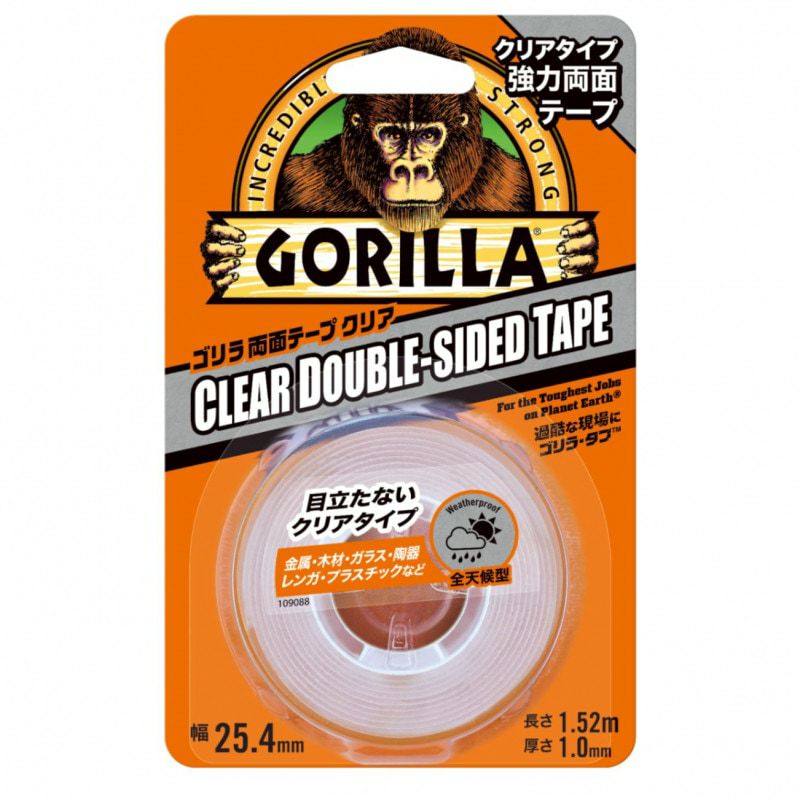 ゴリラ両面テープ クリア25.4mm x 1.52m 呉工業